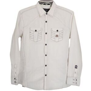 Roar Signature Edition White Stitch Button-up Dress Shirt Men's Medium